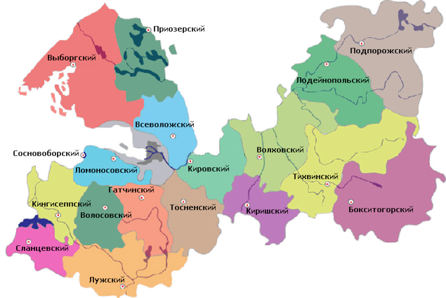 Карта лен обл по районам. Карта Ленинградской области по районам. Карта районов Ленинградской области. Карта Ленобласти с районами. Муниципальные районы Ленинградской области на карте.