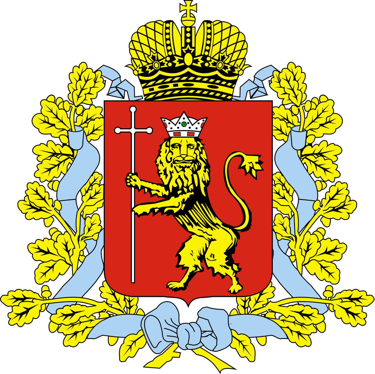 1200px Coat of arms of Vladimiri Oblast.svg